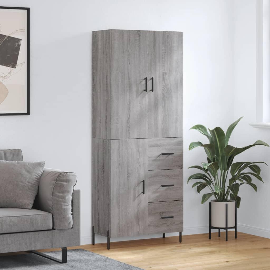 Højskab 69,5x34x180 cm konstrueret træ grå sonoma-eg