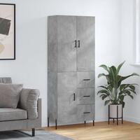 Højskab 69,5x34x180 cm konstrueret træ betongrå