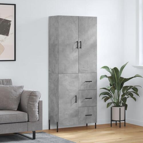 Højskab 69,5x34x180 cm konstrueret træ betongrå