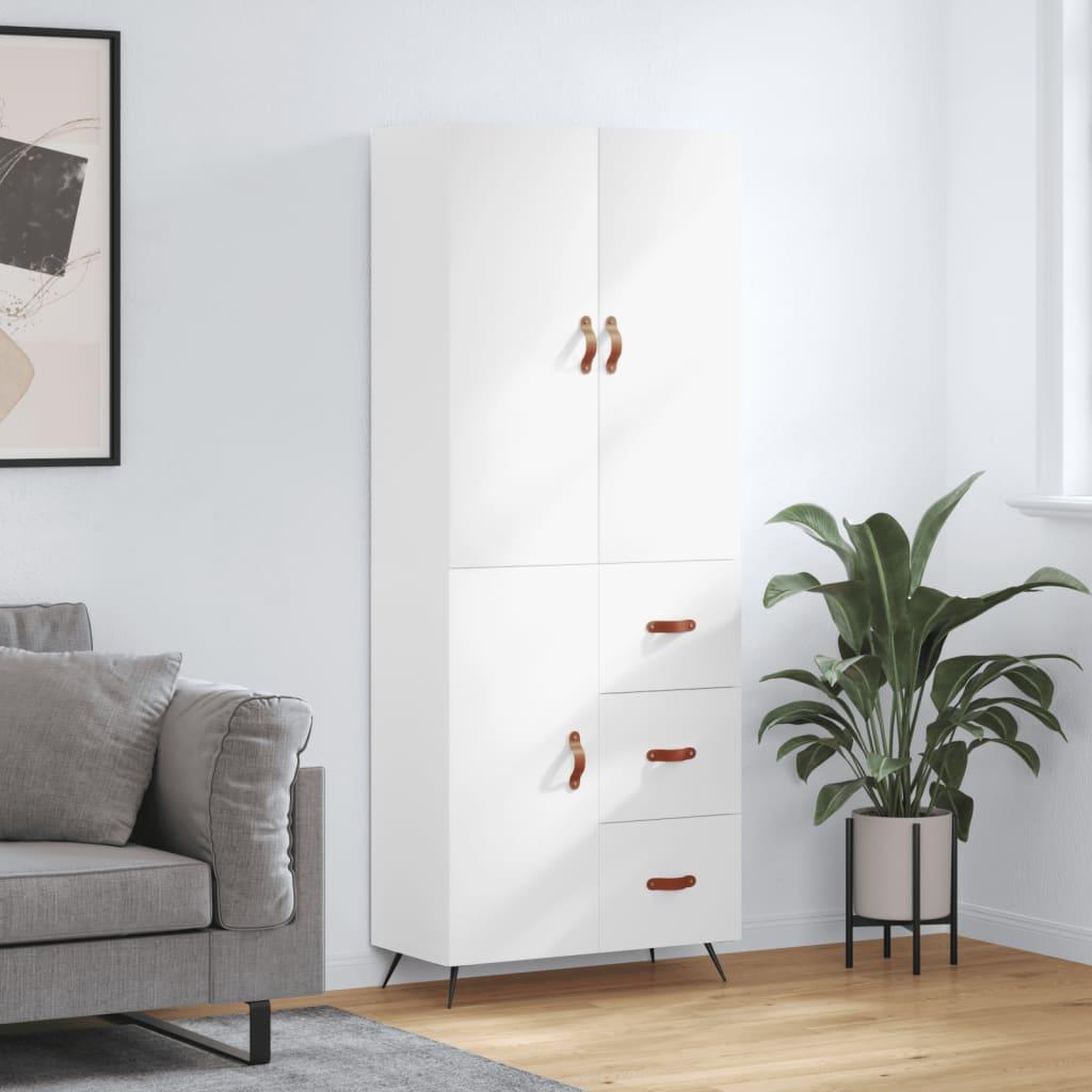 Højskab 69,5 × 34 × 180 cm - hvid konstrueret træ med metalfødder billede