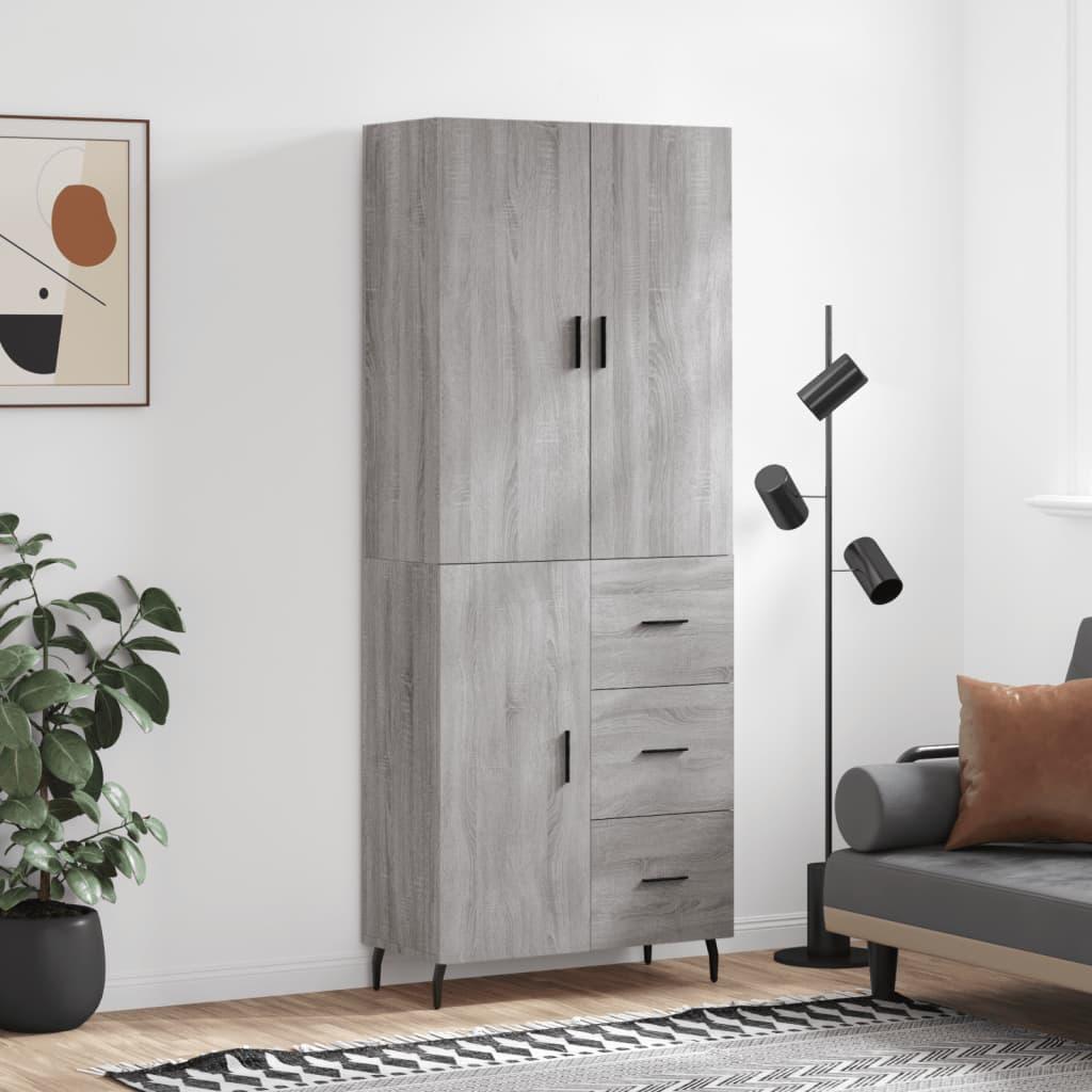 Højskab i konstrueret træ - grå sonoma-eg 69,5×34×180 cm billede