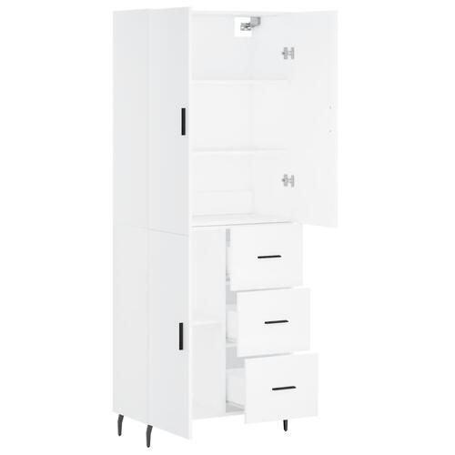 Højskab 69,5x34x180 cm konstrueret træ hvid
