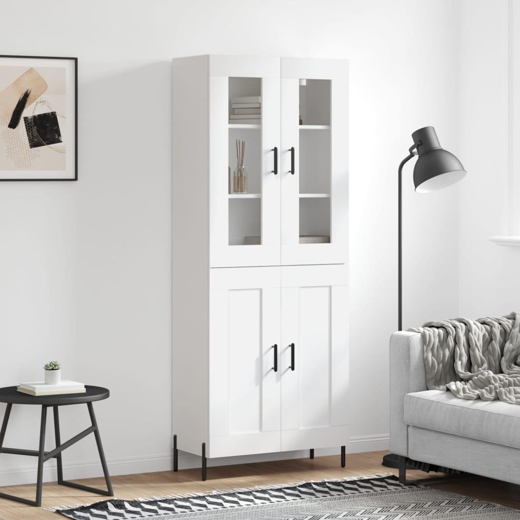 Højskab 69,5x34x180 cm konstrueret træ hvid billede