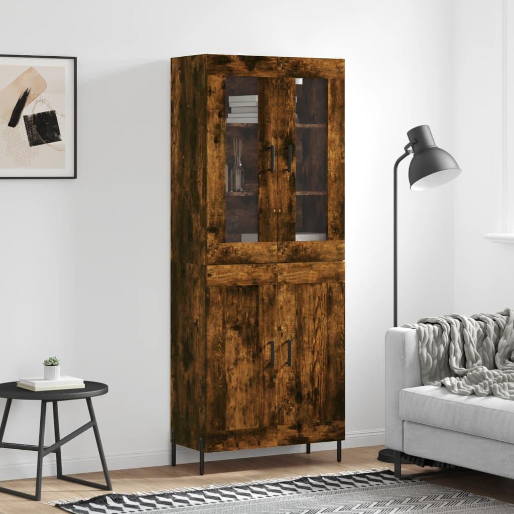 Højskab 69,5x34x180 cm konstrueret træ røget egetræsfarve billede