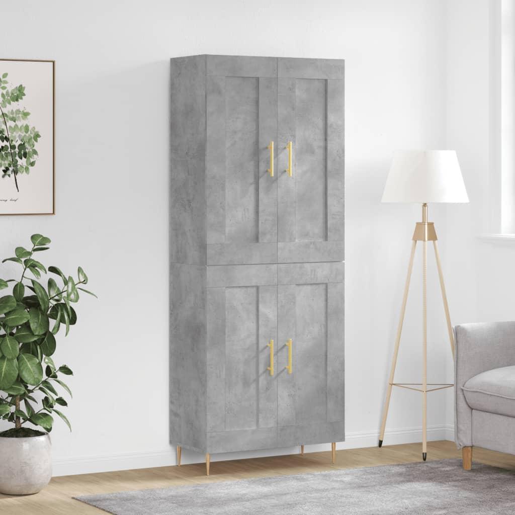 Højskab i konstrueret træ 69,5 x 34 x 180 cm - betongrå