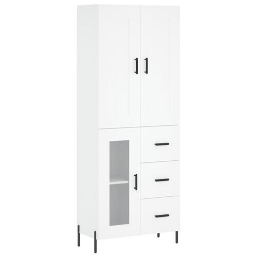 Højskab 69,5x34x180 cm konstrueret træ hvid