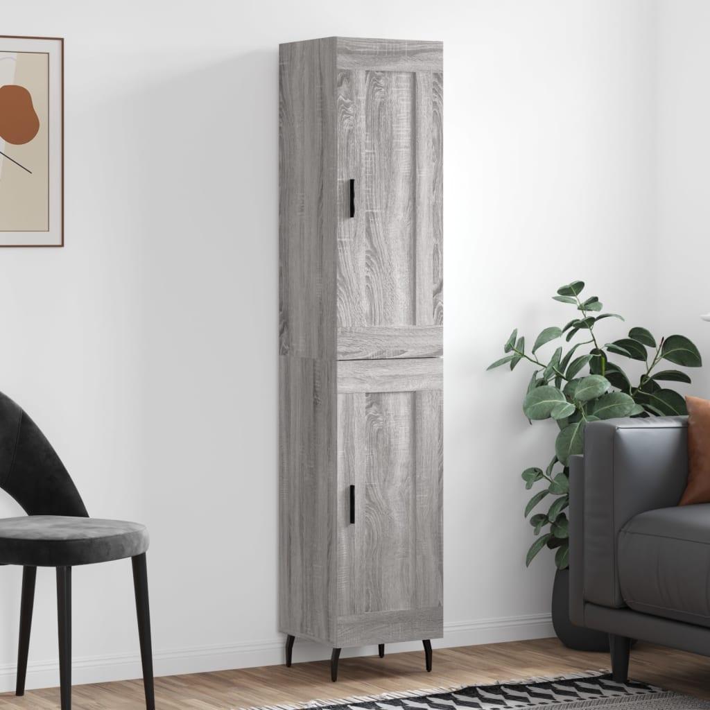 Højskab 34,5x34x180 cm konstrueret træ grå sonoma-eg