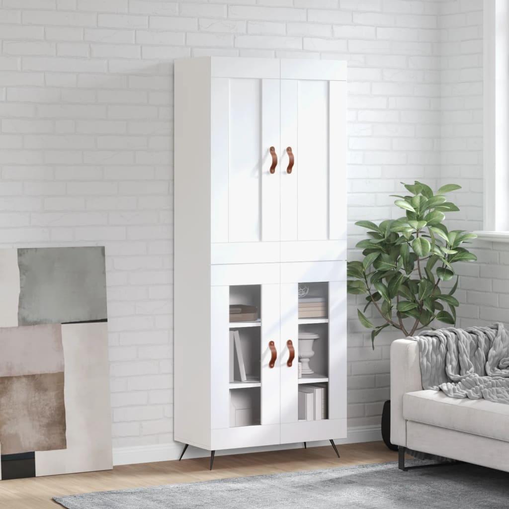 Højskab 69,5x34x180 cm konstrueret træ hvid billede