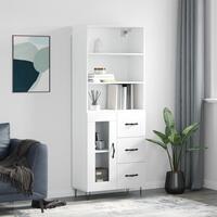 Højskab 69,5x34x180 cm konstrueret træ hvid