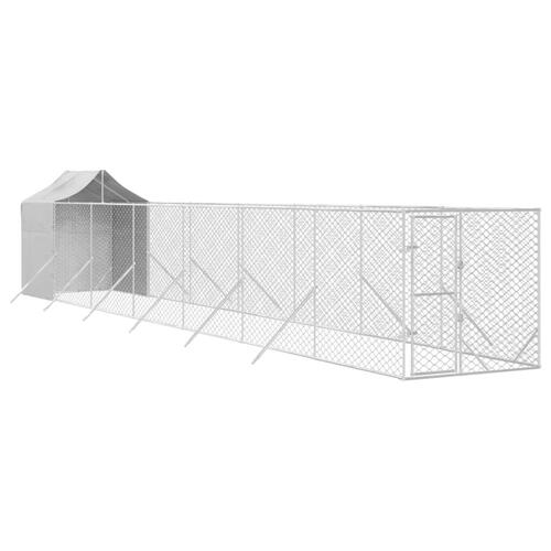 Udendørs hundegård med tag 2x14x2,5 m galvaniseret stål sølv