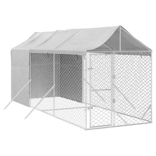 Udendørs hundegård med tag 2x6x2,5 m galvaniseret stål sølv
