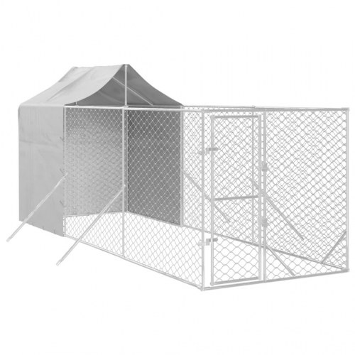 Udendørs hundegård med tag 2x6x2,5 m galvaniseret stål sølv