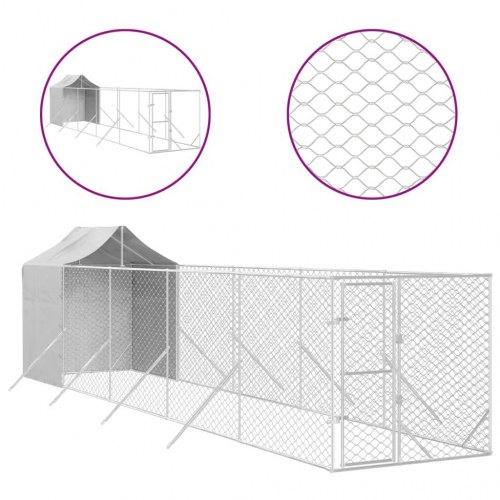 Udendørs hundegård med tag 2x10x2,5 m galvaniseret stål sølv