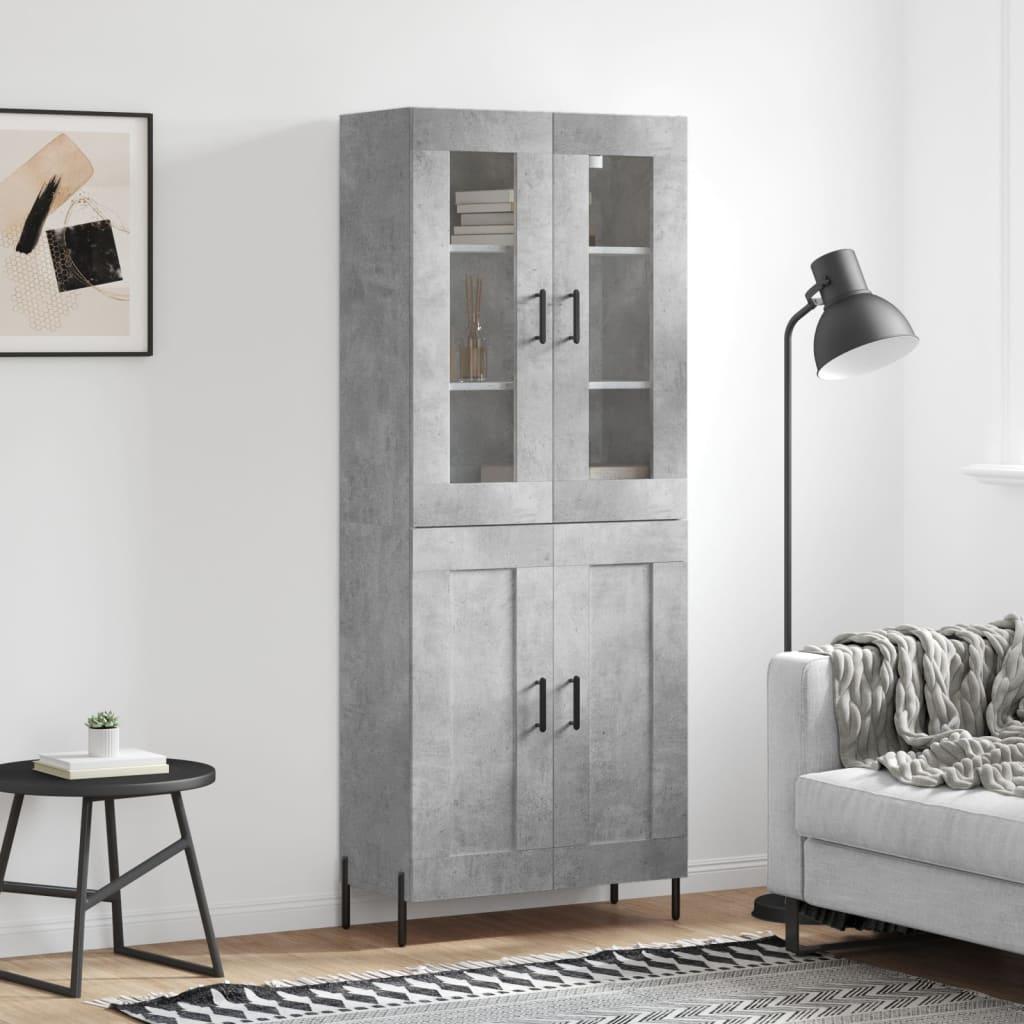 Højskab 69,5x34x180 cm konstrueret træ betongrå billede