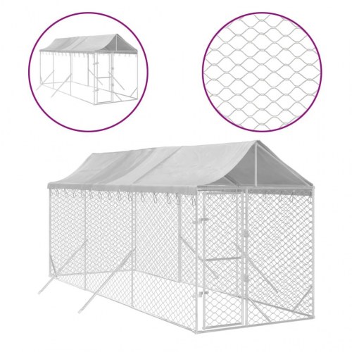 Udendørs hundegård med tag 2 × 6 × 2,5 m - galvaniseret stål, sølv