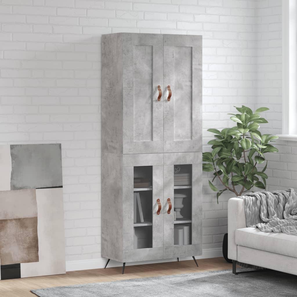Højskab 69,5x34x180 cm konstrueret træ betongrå
