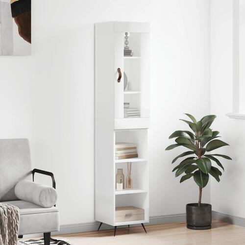 Skab 34,5x34x180 cm konstrueret træ hvid højglans