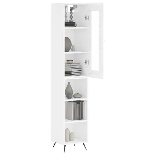 Skab 34,5x34x180 cm konstrueret træ hvid højglans