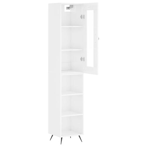Skab 34,5x34x180 cm konstrueret træ hvid højglans