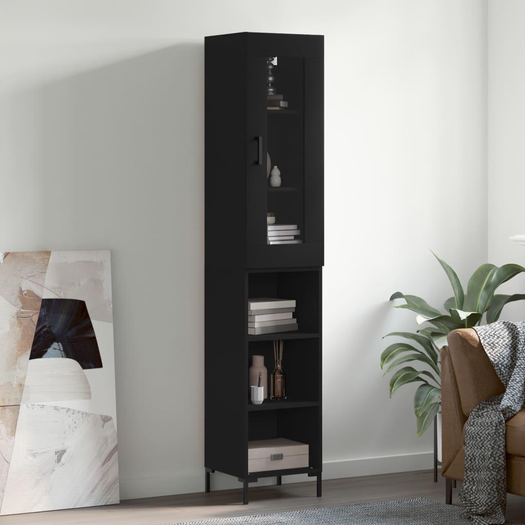Skab 34,5x34x180 cm konstrueret træ sort