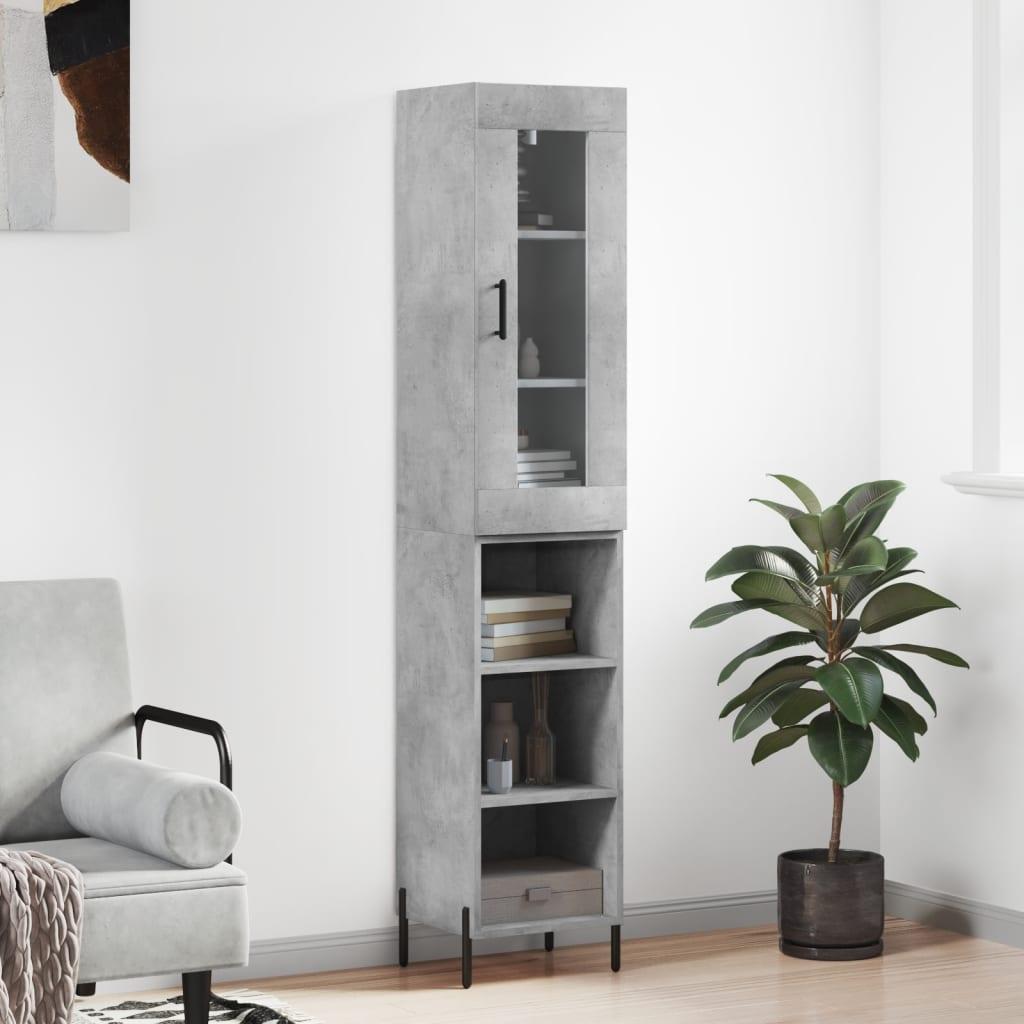 Skab 34,5x34x180 cm konstrueret træ betongrå