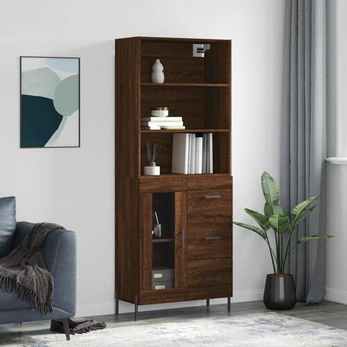 Højskab 69,5x34x180 cm konstrueret træ brun egetræsfarve