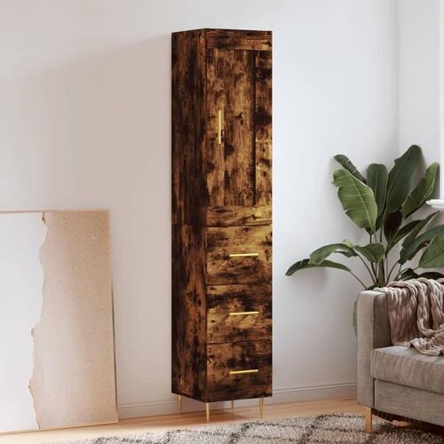 Skab 34,5x34x180 cm konstrueret træ røget egetræ