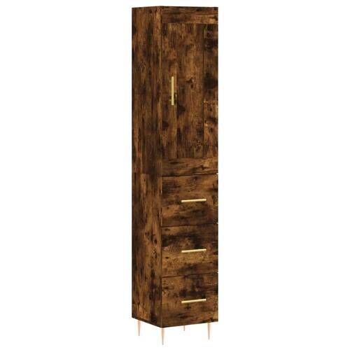 Skab 34,5x34x180 cm konstrueret træ røget egetræ