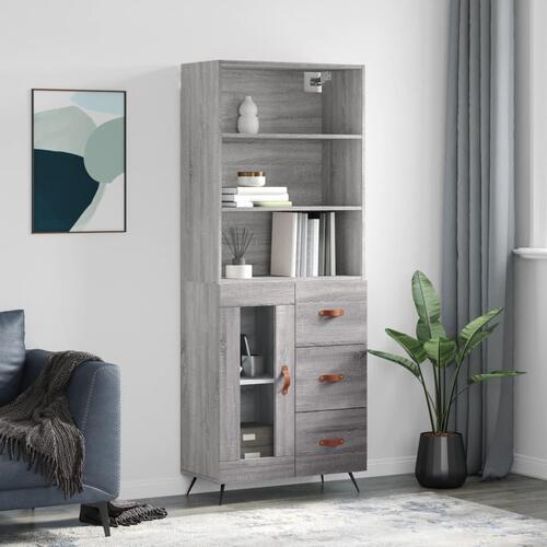 Højskab 69,5x34x180 cm konstrueret træ grå sonoma-eg