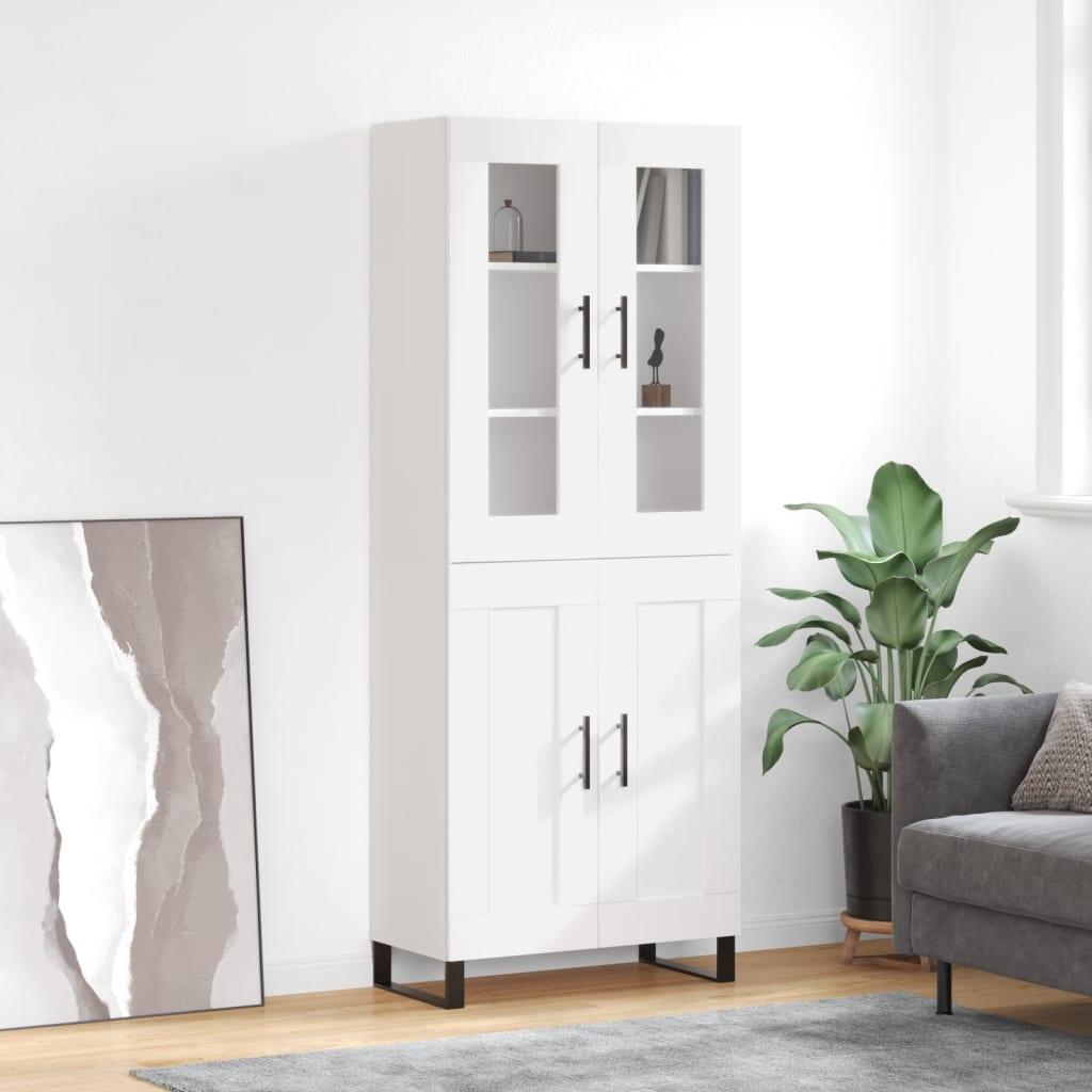 Højskab 69,5x34x180 cm konstrueret træ hvid billede