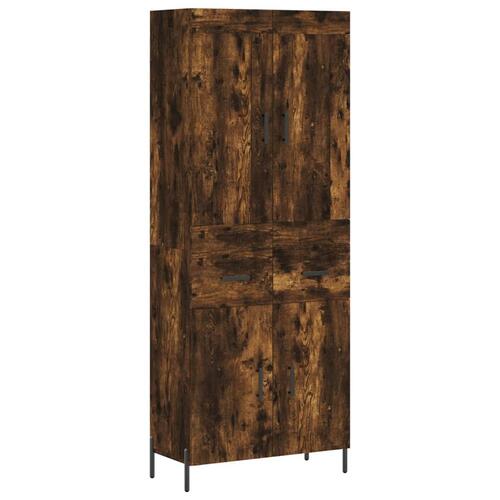 Højskab 69,5x34x180 cm konstrueret træ røget egetræsfarve