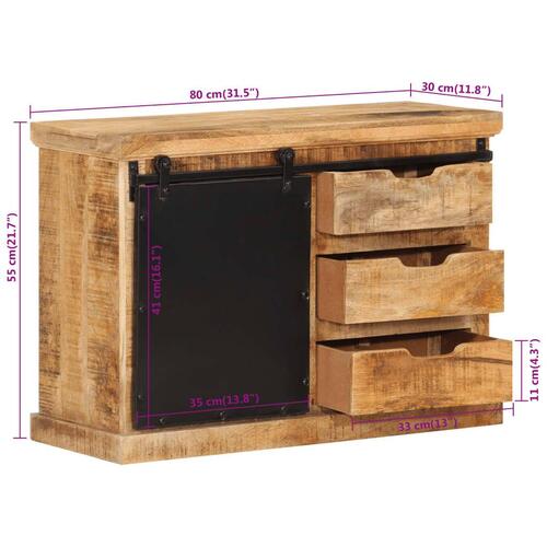 Skænk 80x30x55 cm massivt ru mangotræ