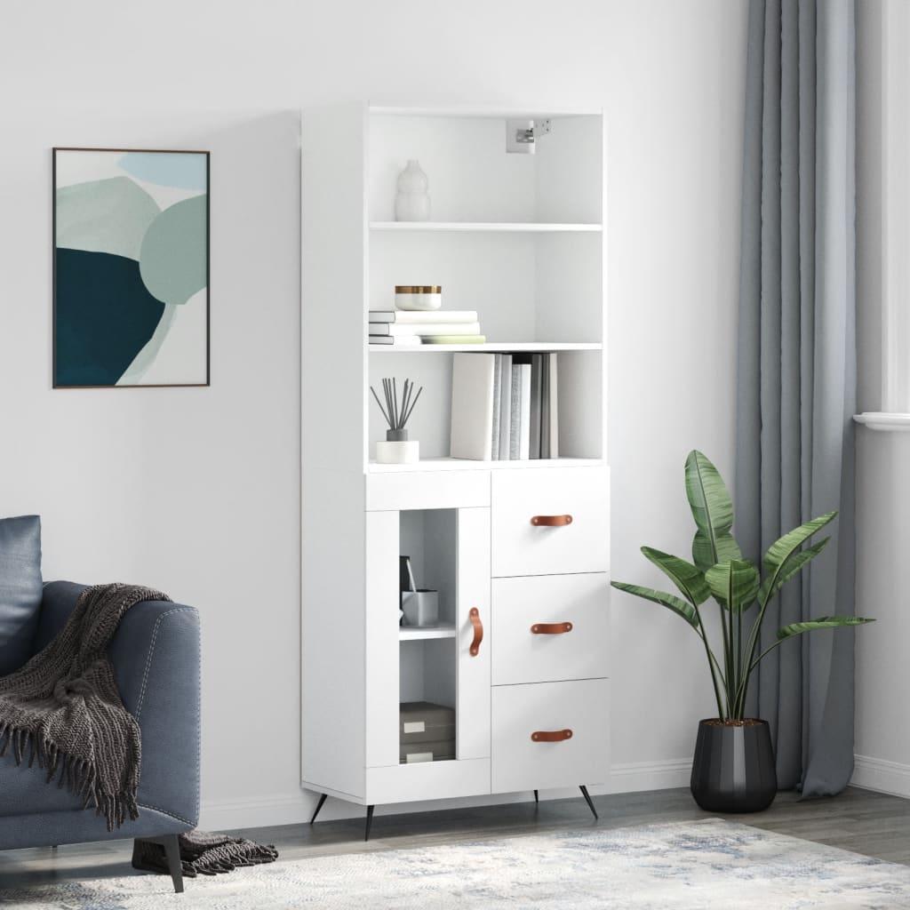 Højskab 69,5x34x180 cm konstrueret træ hvid