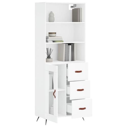 Højskab 69,5x34x180 cm konstrueret træ hvid