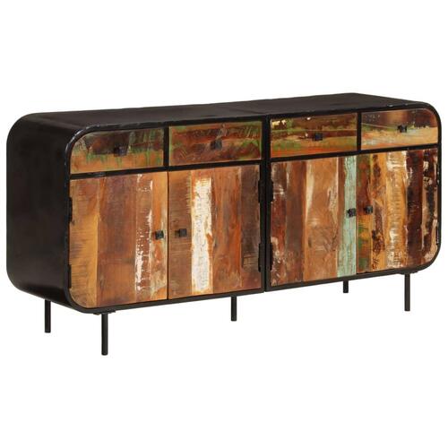 Skænk 140x35x70 cm massivt genbrugstræ og metal