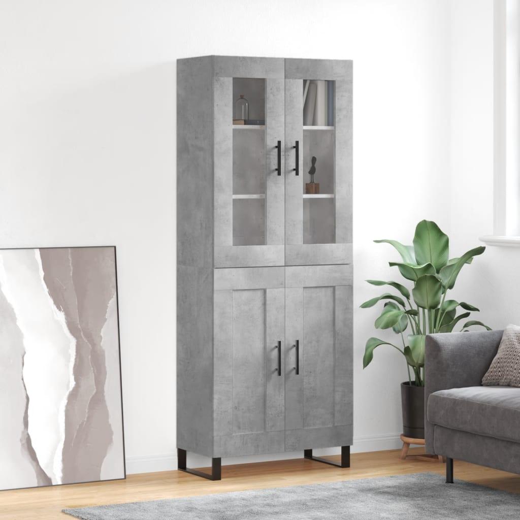 Højskab 69,5x34x180 cm konstrueret træ betongrå billede
