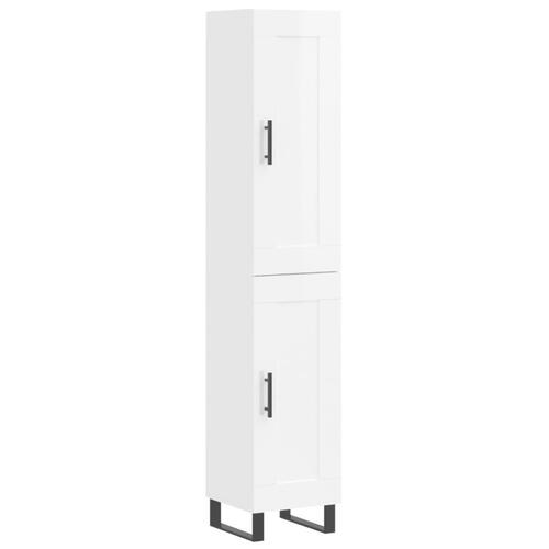 Skab 34,5x34x180 cm konstrueret træ hvid højglans