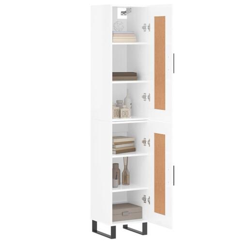 Skab 34,5x34x180 cm konstrueret træ hvid højglans