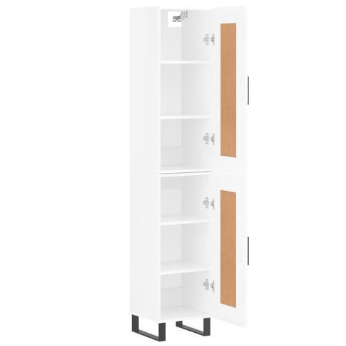 Skab 34,5x34x180 cm konstrueret træ hvid højglans
