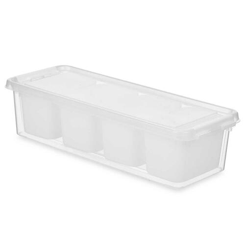 Køleskabsordner Hvid Gennemsigtig Plastik 37,5 x 9 x 14,3 cm (12 enheder)