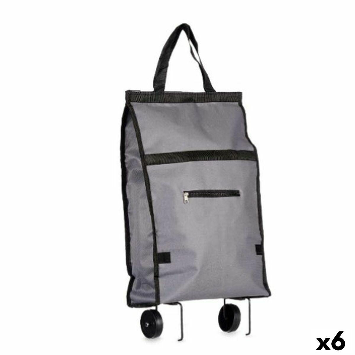 Indkøbsvogn Foldbar Med hjul 32 x 15 x 63 cm Grå (6 enheder)
