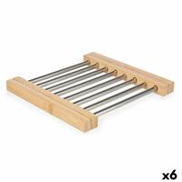 Dækkeserviet Sølvfarvet Metal Bambus 36,4 x 2,2 x 21,3 cm (6 enheder)