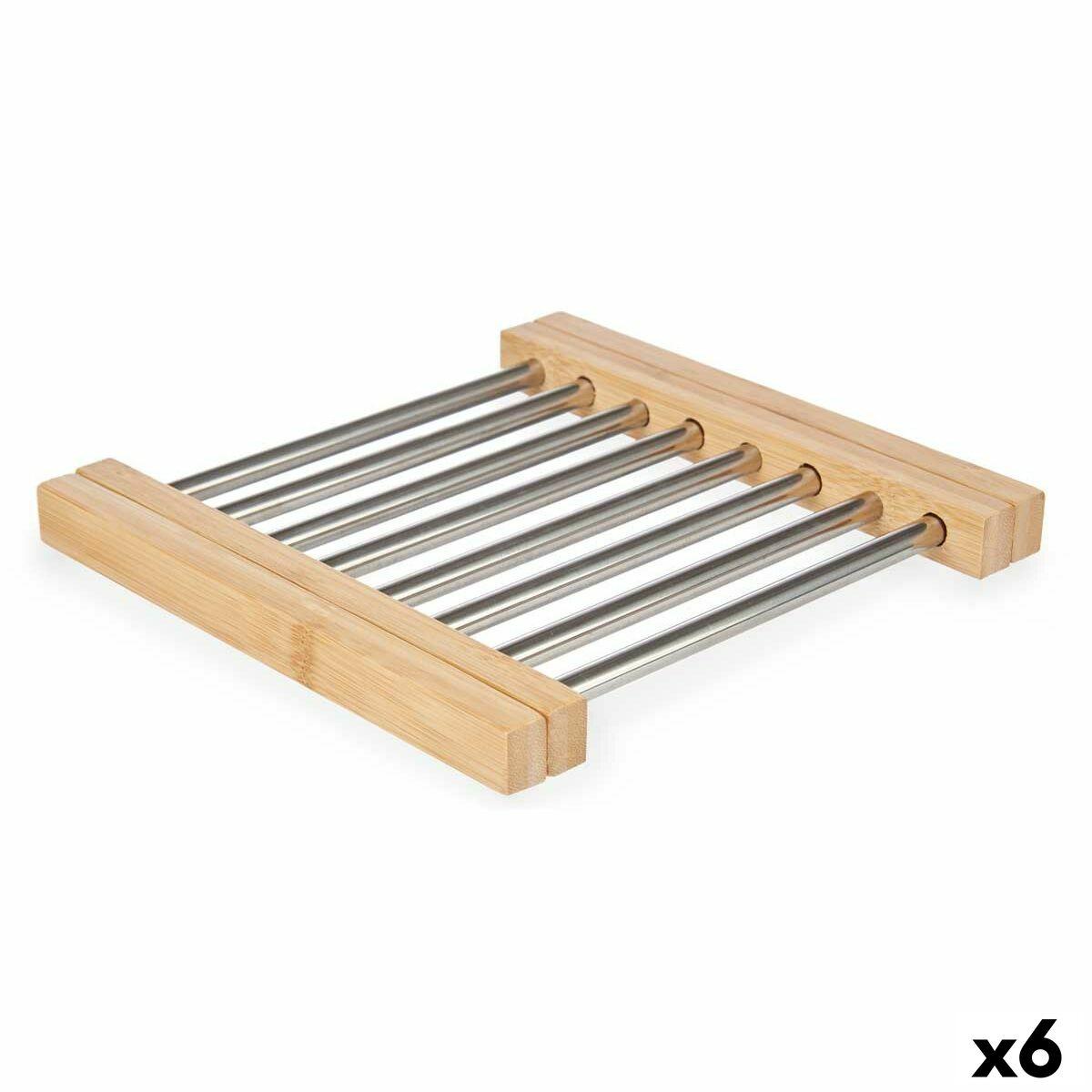 Dækkeserviet Sølvfarvet Metal Bambus 36,4 x 2,2 x 21,3 cm (6 enheder)