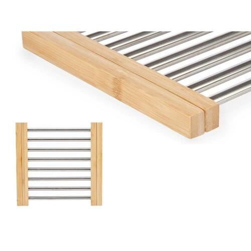 Dækkeserviet Sølvfarvet Metal Bambus 36,4 x 2,2 x 21,3 cm (6 enheder)