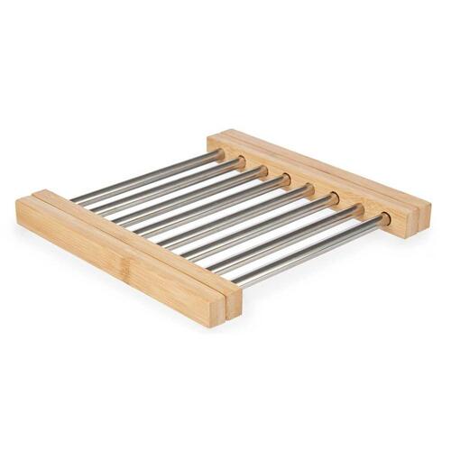 Dækkeserviet Sølvfarvet Metal Bambus 36,4 x 2,2 x 21,3 cm (6 enheder)