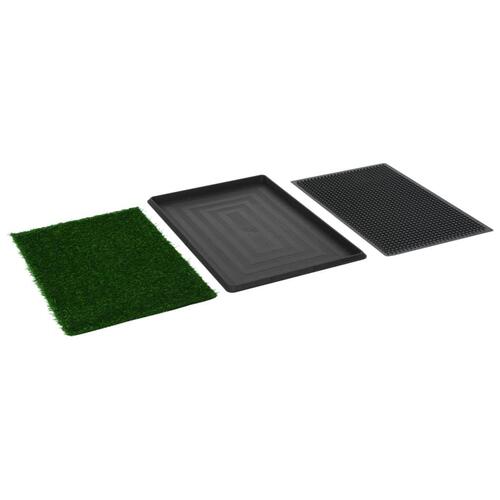 Kæledyrstoilet med bakke og kunstgræs 76x51x3 cm grøn
