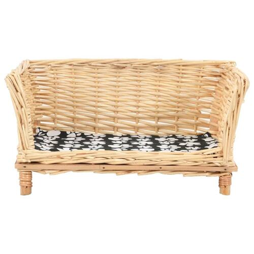 Hundekurv med hynde 50x33x30 cm naturlig pil