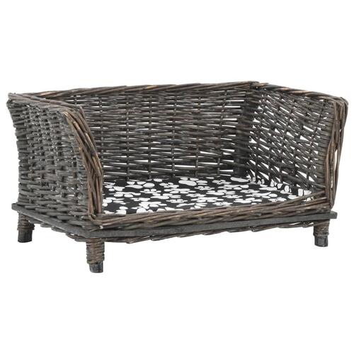 Hundekurv med hynde 50x33x30 cm naturlig pil grå