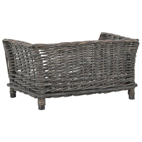 Hundekurv med hynde 50x33x30 cm naturlig pil grå