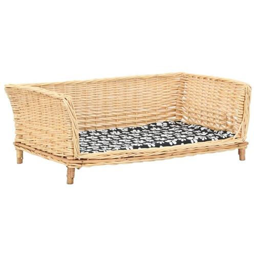 Hundekurv med hynde 90 x 54 x 35 cm naturligt piletræ